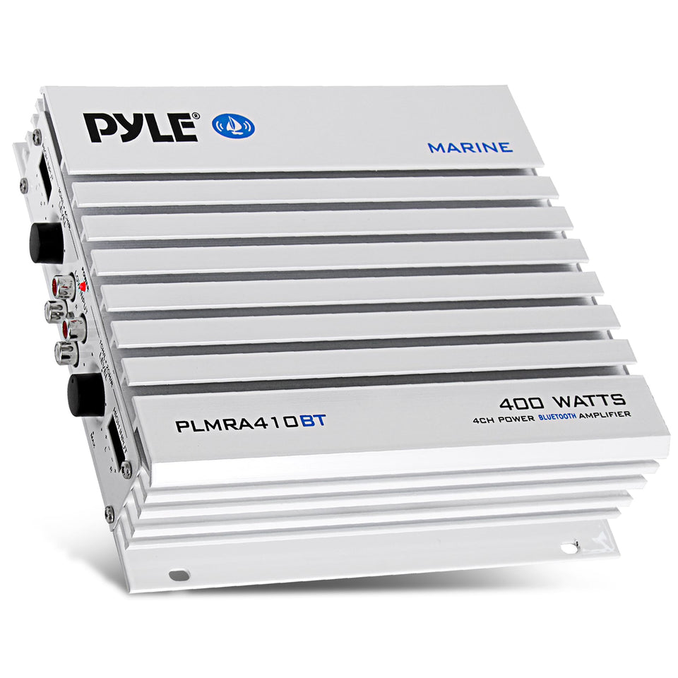 Pyle PLMRA410BT front panel view showing controls and Bluetooth for easy deck audio setup