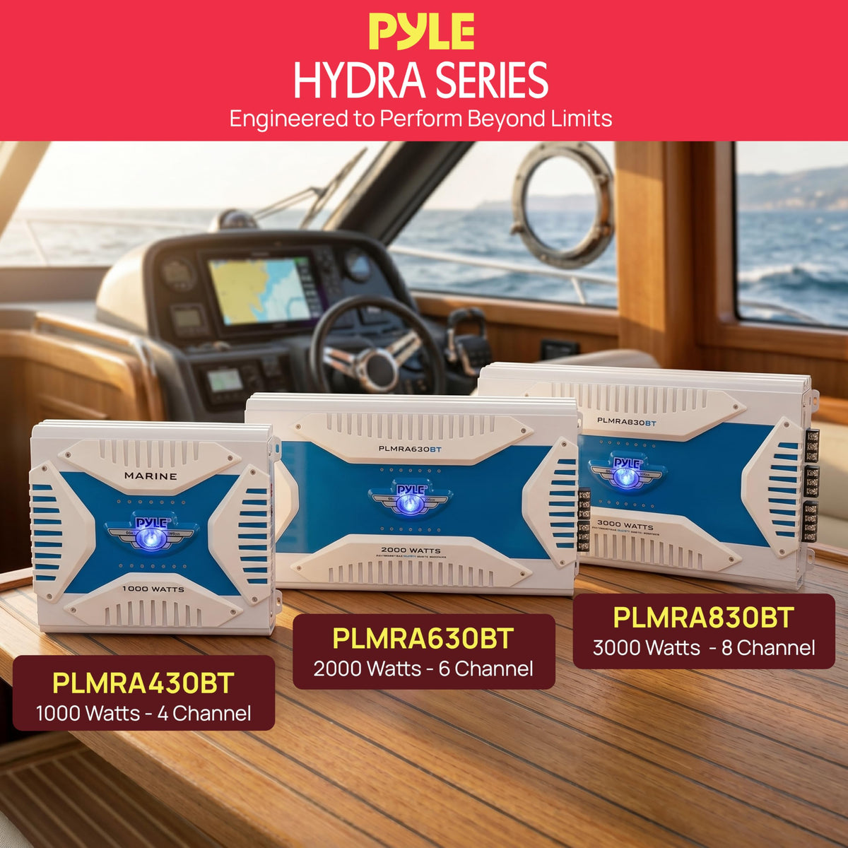 Pyle PLMRA430BT 1000W power for clear, punchy on-water audio