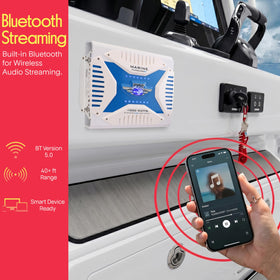 Pyle PLMRA430BT bridgeable 4-channel mode for versatile boat speaker setups