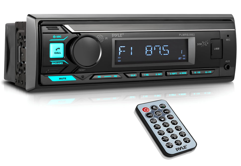 Pyle PLMRB29B front panel showing LCD and playback info for easy navigation