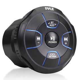 Pyle PLMRBT19 front view showing compact 2-channel amp for marine use.
