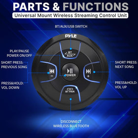 Pyle PLMRBT19 mount kit included for flush or dash mounting.