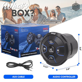 Pyle PLMRBT19 remote control panel for easy operation on watercraft.