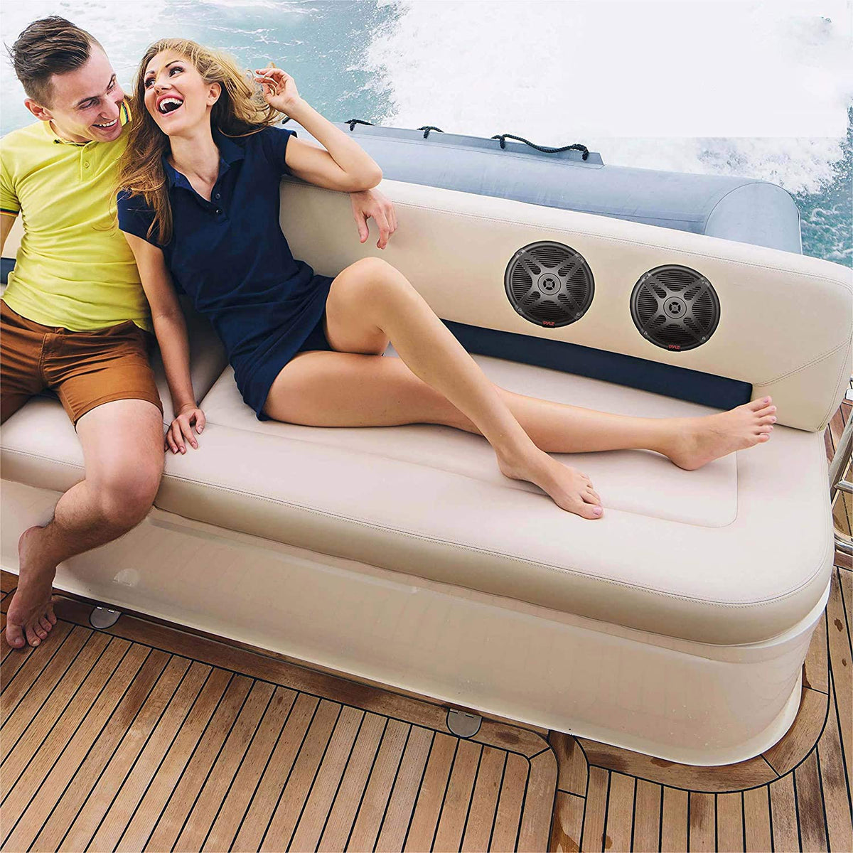 Pyle PLMRBT65B Bluetooth pairing scene suggests quick wireless music on deck.