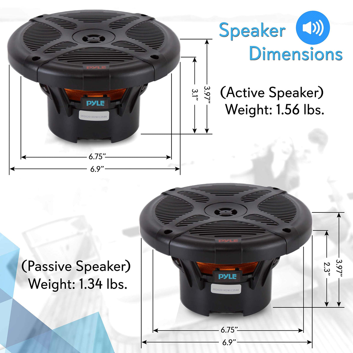 Pyle PLMRBT65B side profile emphasizes the slim low-profile design for mounting.
