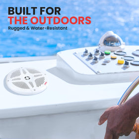 Pyle PLMRBT65W white low-profile design blends with vessel aesthetics