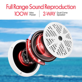 Pyle PLMRKT36WT marine-grade waterproof construction withstands splashes.