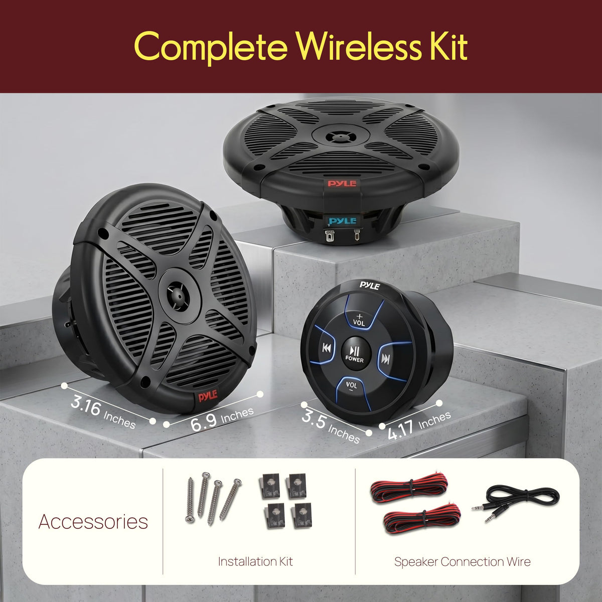 Pyle PLMRKT8 amplified Bluetooth remote control unit with wireless streaming