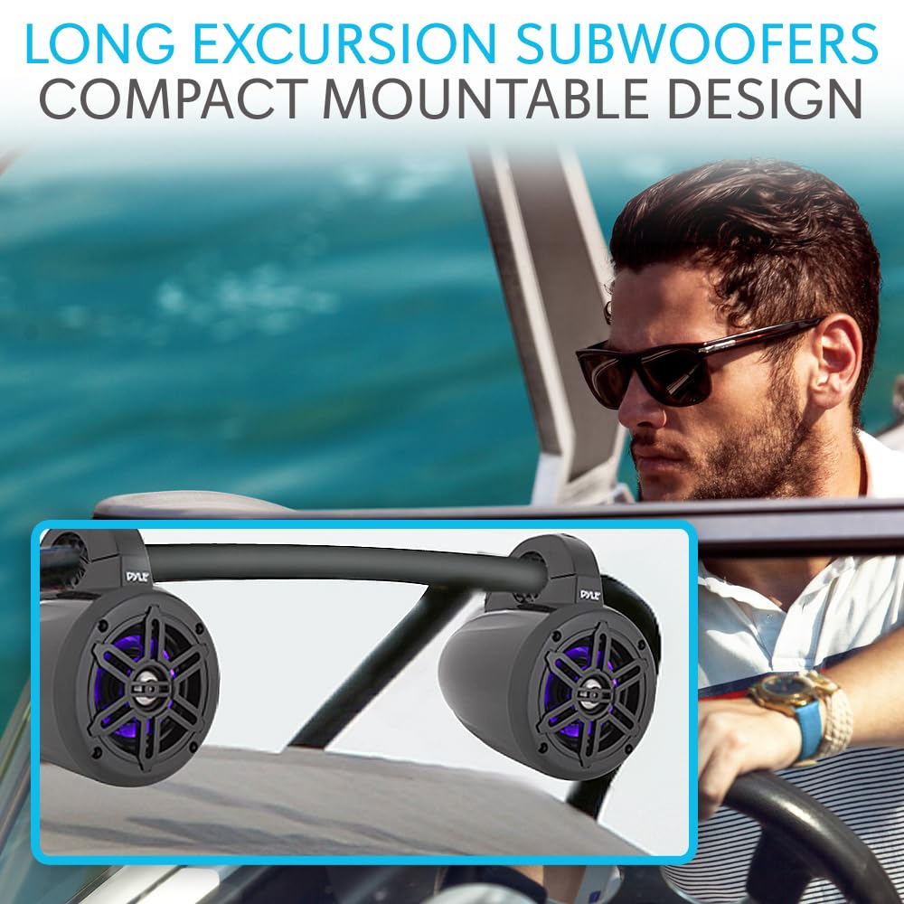 Integrated mounting clamps included with Pyle PLMRLEWB46B wakeboard speakers