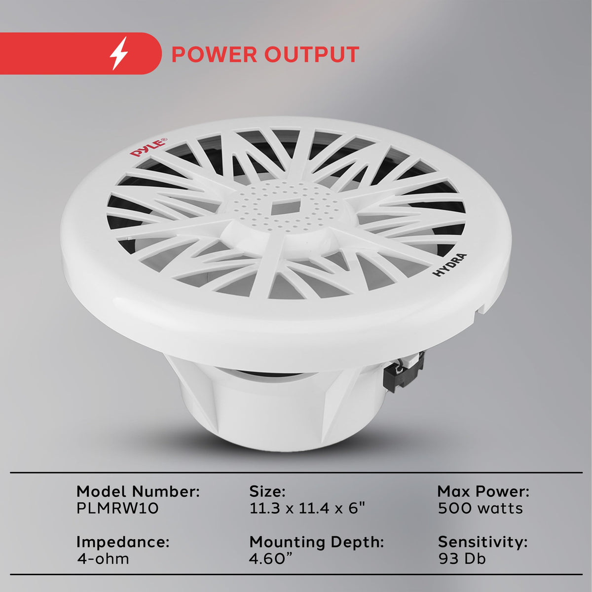 Pyle PLMRW10 next to a ruler showing compact size for tight boat spaces