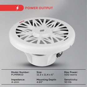 Pyle PLMRW10 next to a ruler showing compact size for tight boat spaces