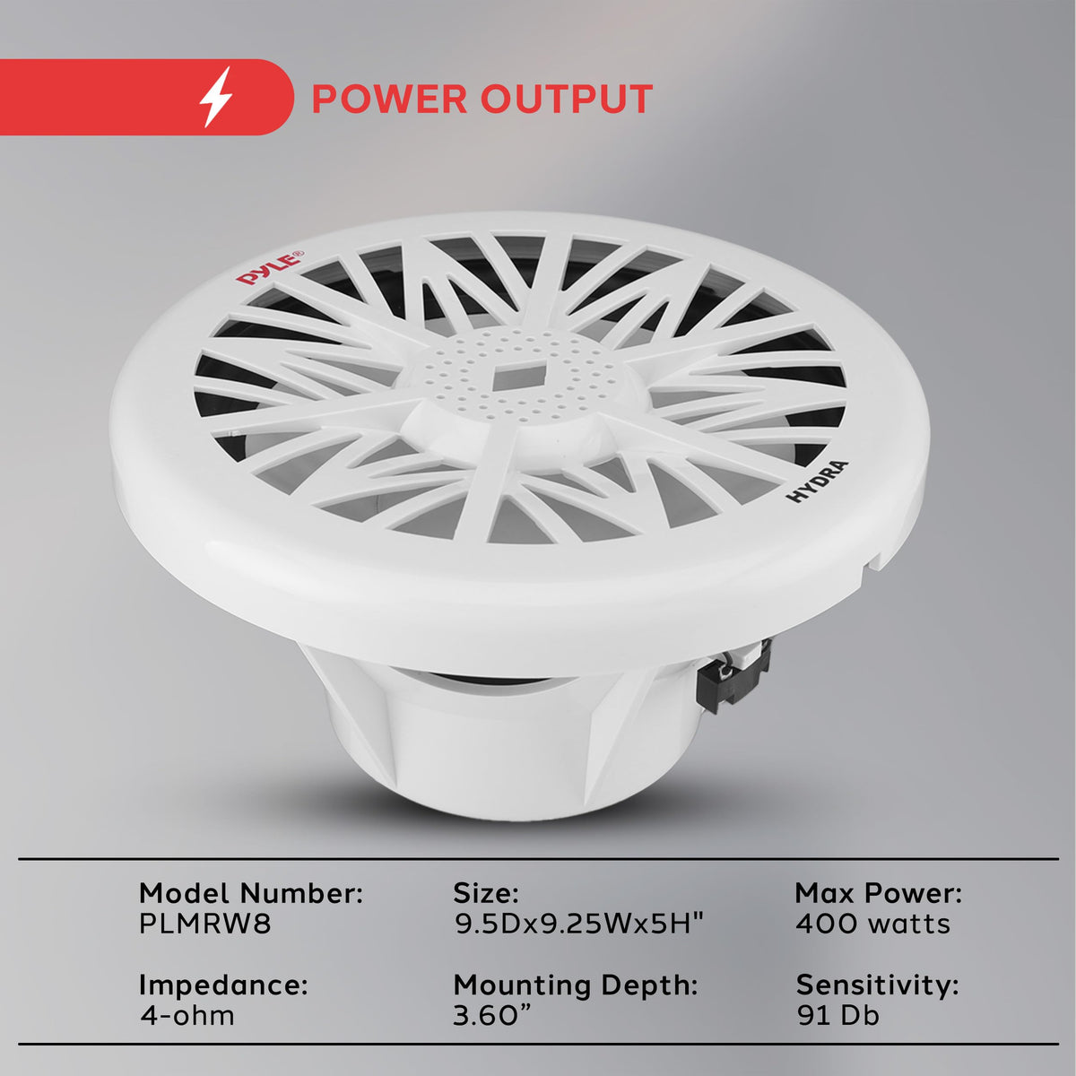Pyle PLMRW8 voice coil detail showing 1.5-inch high-temperature coil for power durability