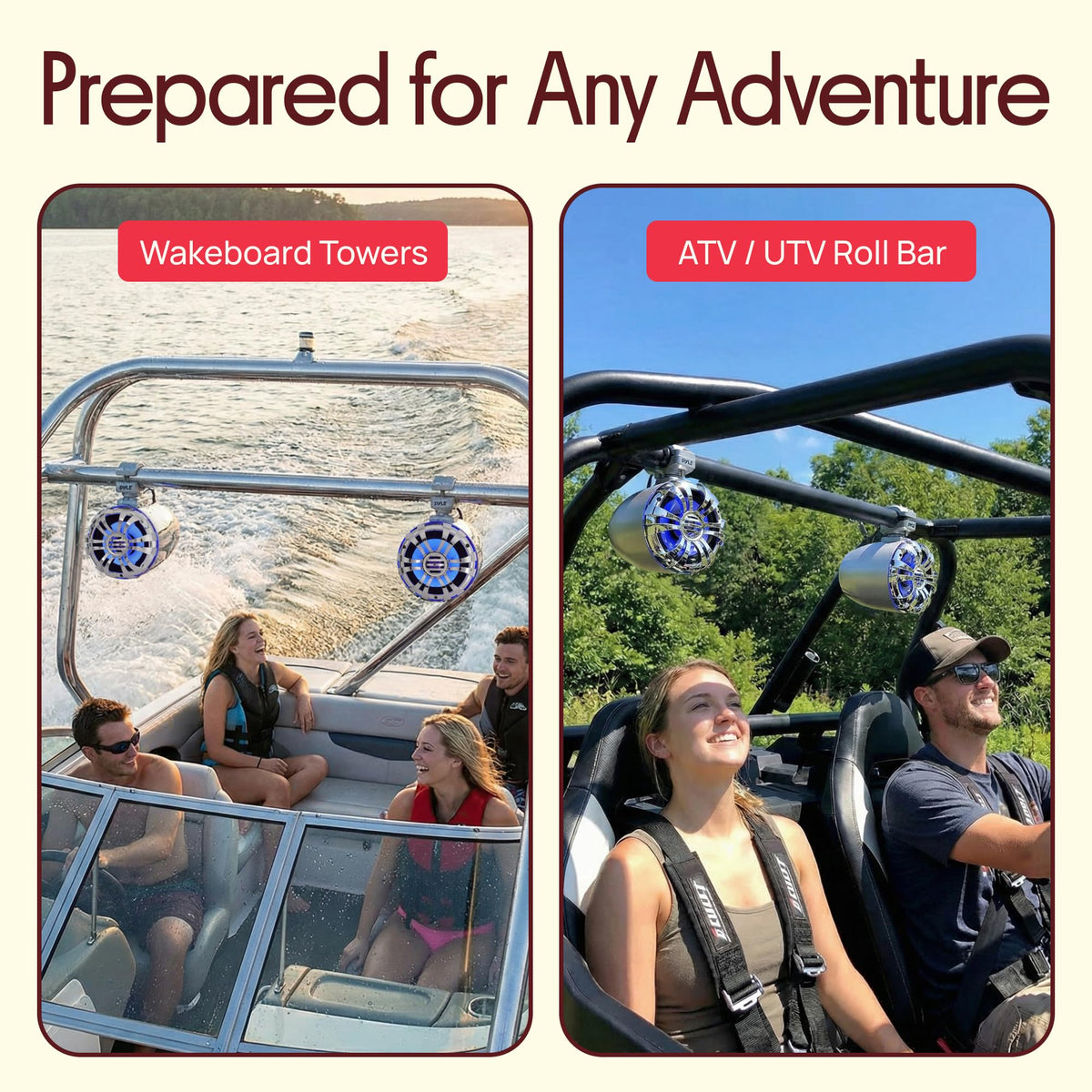 Pyle PLMRWB50L weather-resistant outdoor audio on deck.