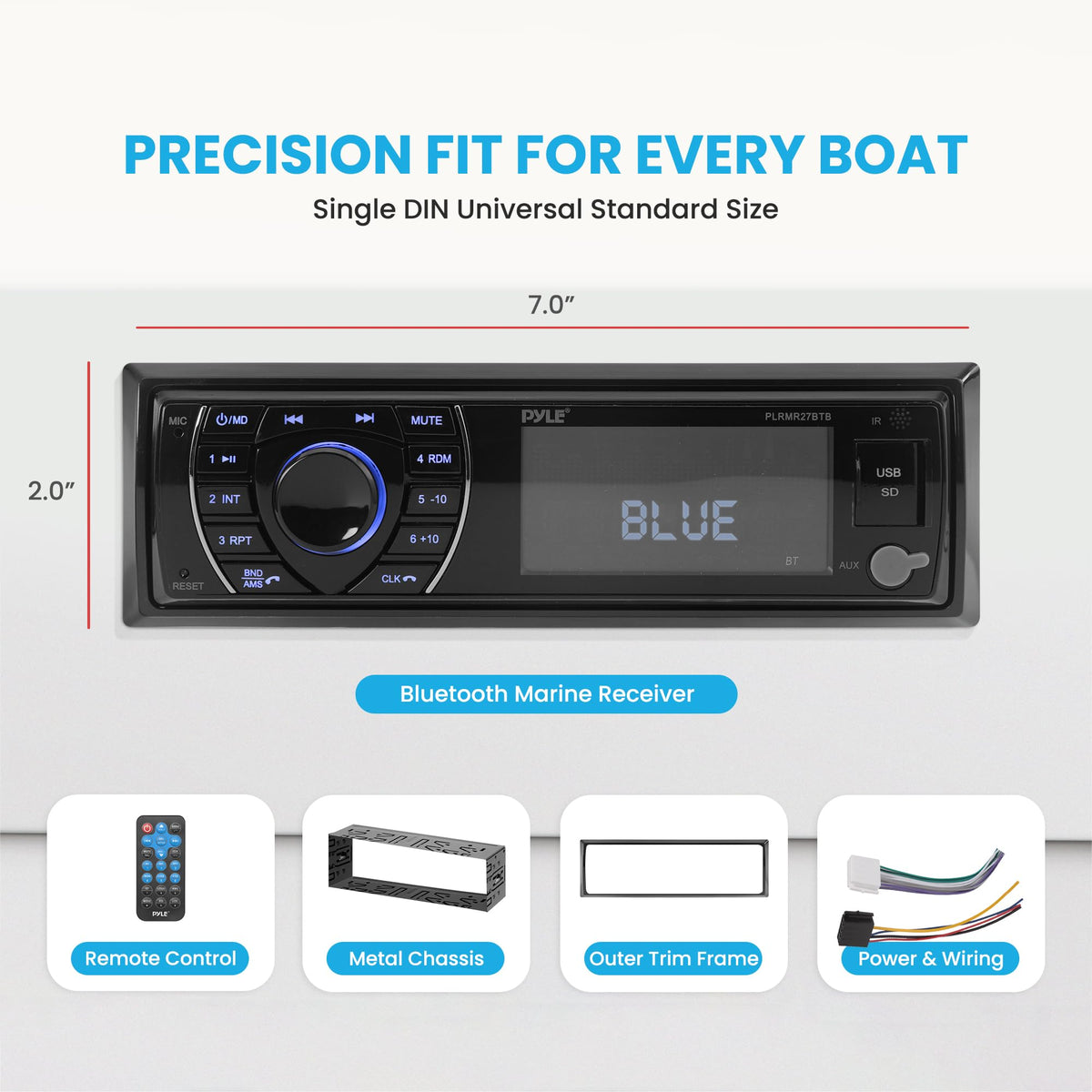 Pyle PLRMR27BTB USB SD and aux ports showing flexible media playback options