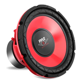 Pyle PLW10RD front view showing red electro-plated cone and bold styling benefit