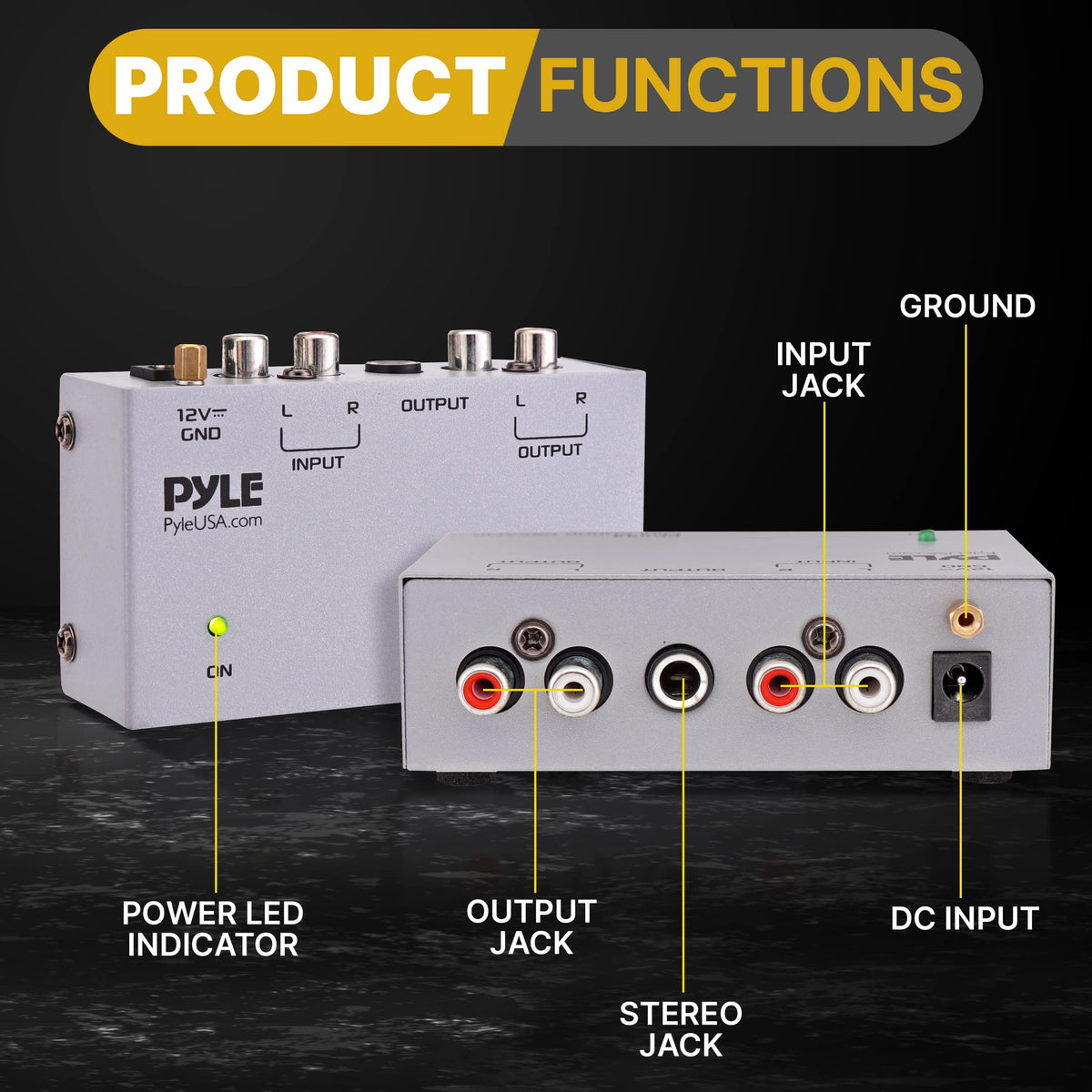 Pyle PP444 back panel with RCA outputs for easy connections