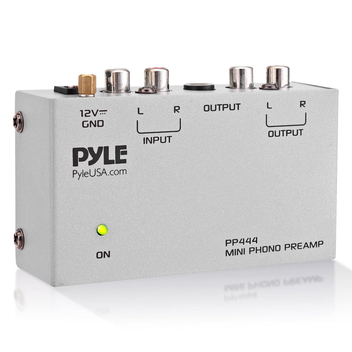 Pyle PP444 front view phono preamp for cleaner vinyl playback
