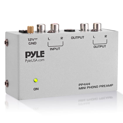 Pyle PP444 front view phono preamp for cleaner vinyl playback