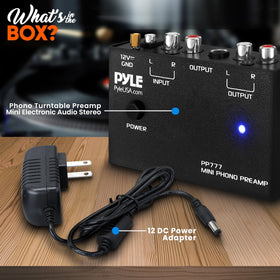 Pyle PP777 back ports showing RCA and 1/4 inch outputs for versatile connections.
