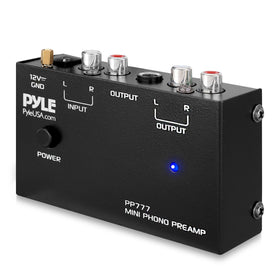 Pyle PP777 front view with RCA inputs for easy turntable connection.