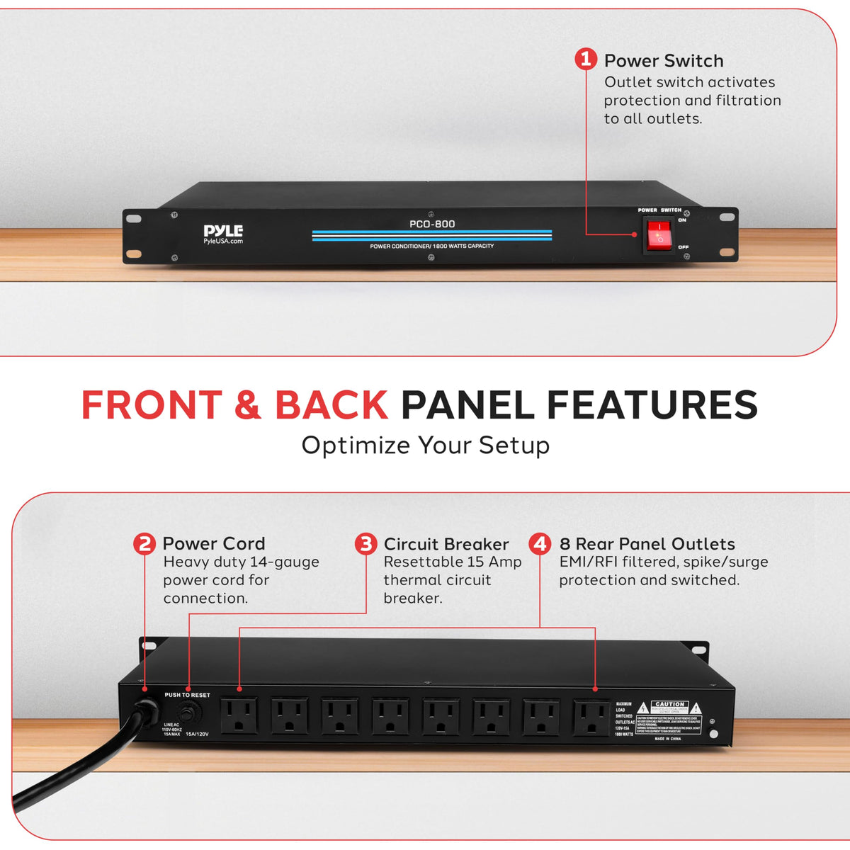 Pyle Pro PCO800 eight outlets for multiple devices and wall warts