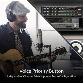 Pyle PT12050CH dual mic inputs for live announcements and performances.