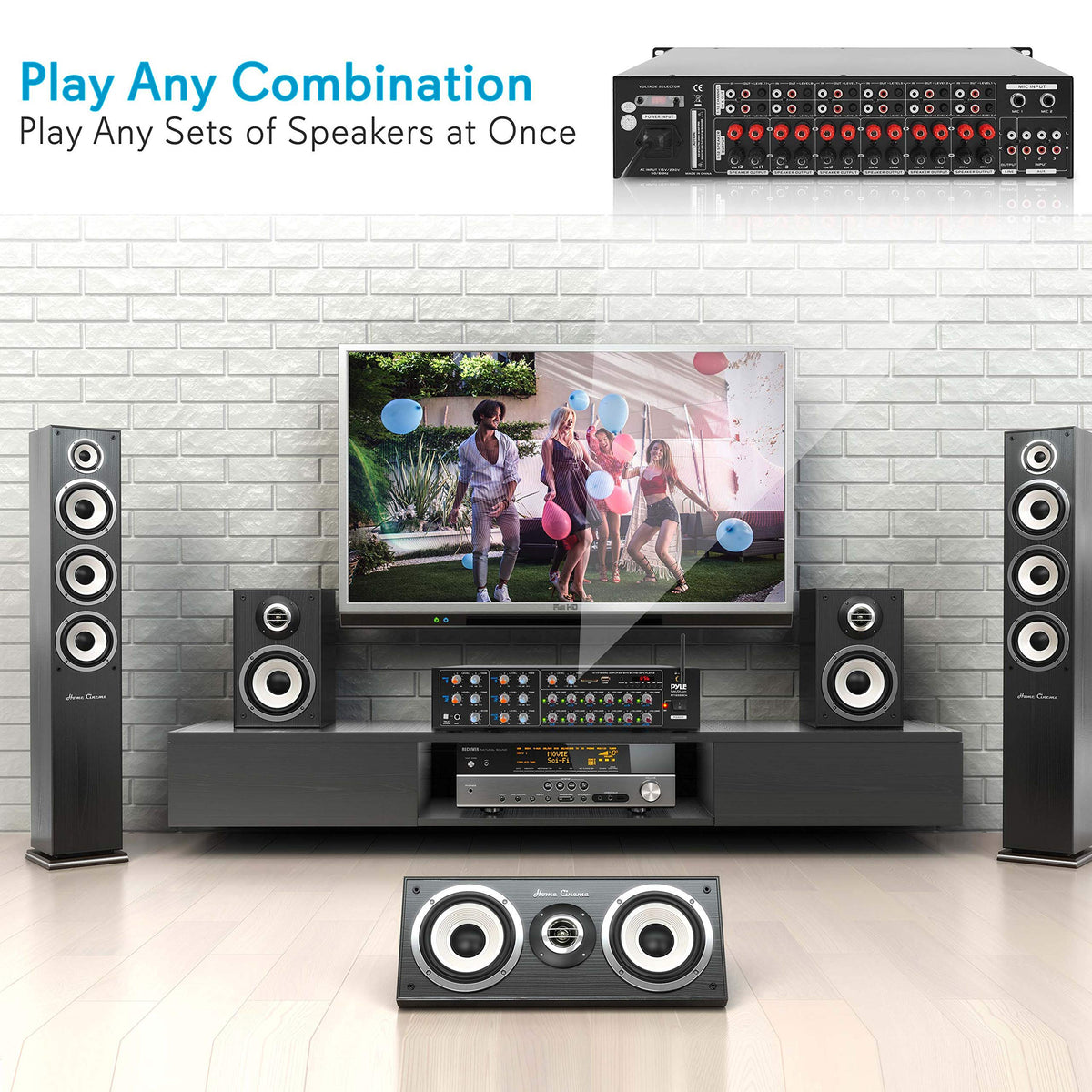 Pyle PT12050CH SD card input for offline audio playback.