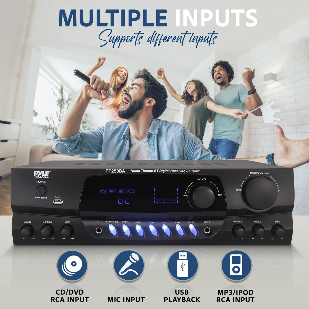 Pyle PT250BA EQ and echo controls enable tailored live sound
