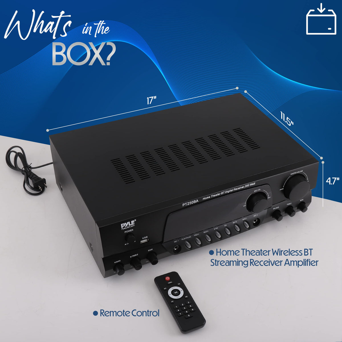 Pyle PT250BA two mic inputs ideal for karaoke and meetings