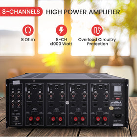 PT8000CH mounted in a standard 19-inch rack for professional installations.