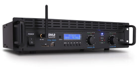 Pyle PTA1000BT front panel controls with LED indicators for quick level checks.