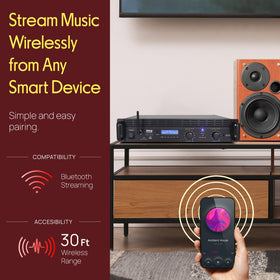 PTA1000BT dual inputs provide flexible connections for mixed audio sources.