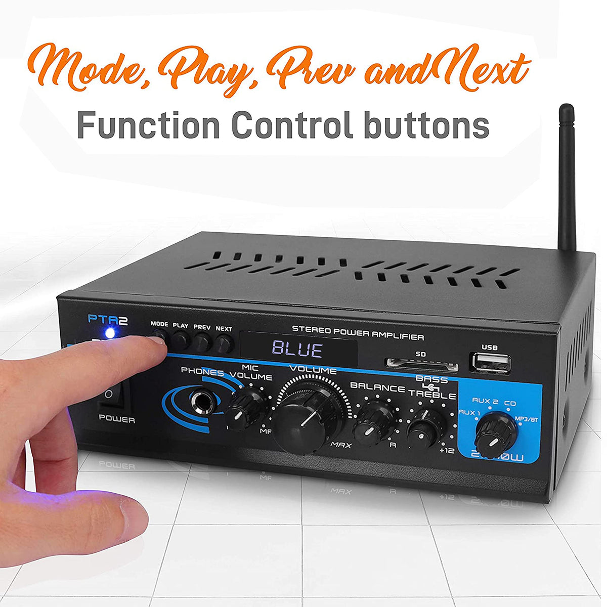 Pyle PTA2 speaker terminal detail highlighting push-type binding posts for secure wiring