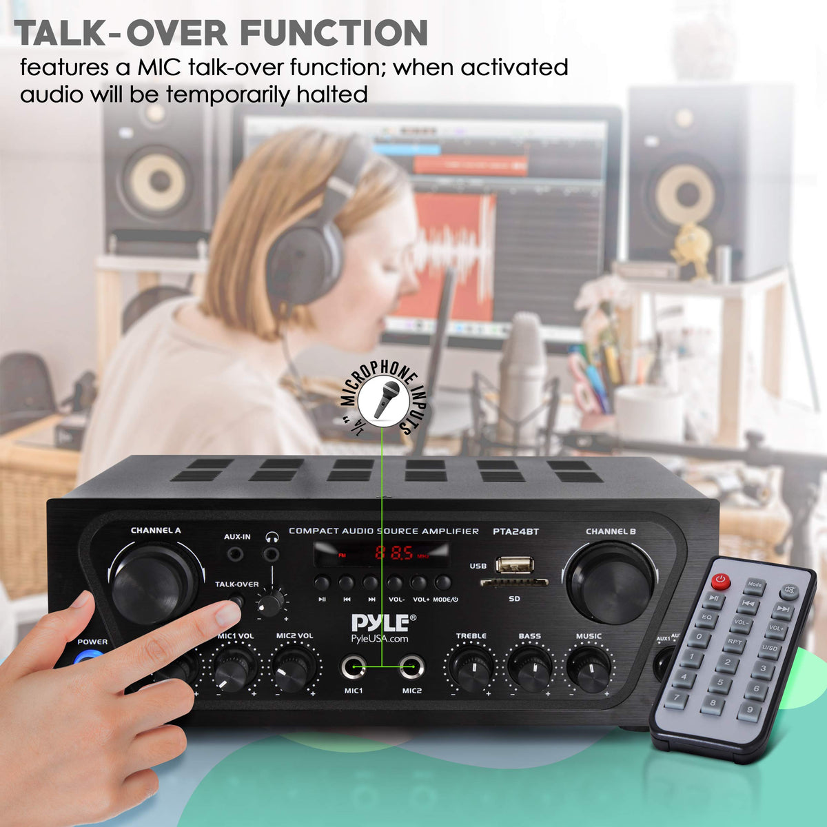 Pyle PTA24BT USB/SD playback for custom playlists