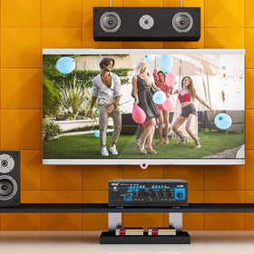 Pyle PTA4 connected to microphone and smartphone demonstrating versatility benefit