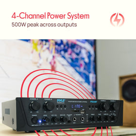 Pyle PTA44BT aux, USB, SD playback for versatile music sources.