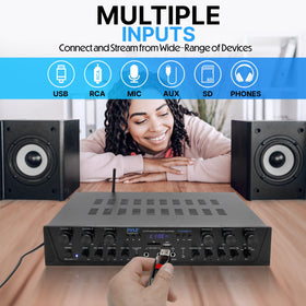 Pyle PTA66BT AUX input for external device connection.