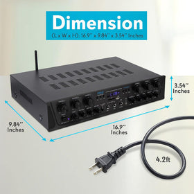 Pyle PTA66BT USB/SD MP3 playback for versatile media.