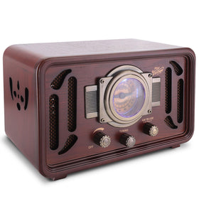 Pyle PUNP34BT classic style radio front with Bluetooth for wireless listening.