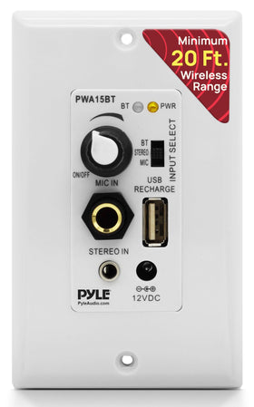 Pyle PWA15BT front wall plate view showing clean installation and easy access