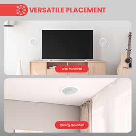 Pyle PWRC52 installation template showing easy cut-out fit for flush mount.