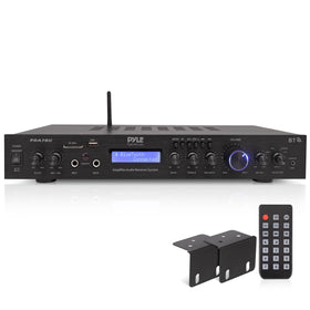 Pyle rack-mount Bluetooth amplifier front panel with easy-access controls.