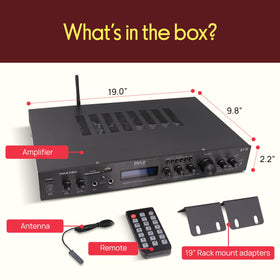 Pyle remote and rack-mount hardware for simple installation.