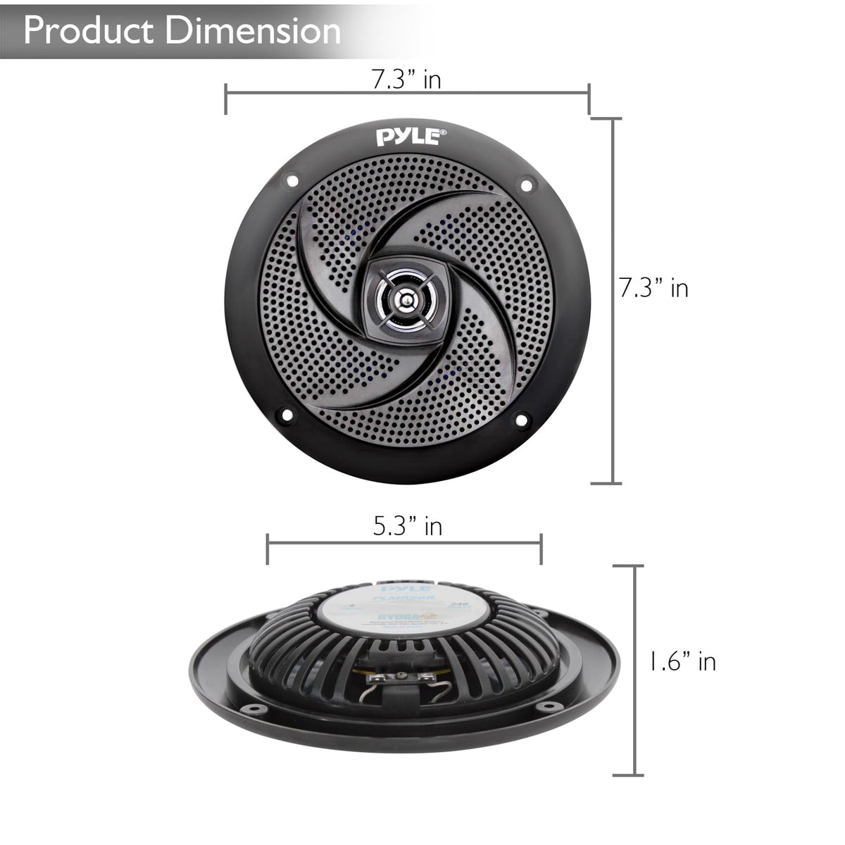 Pyle side profile showing slim 0.92 inch mounting depth for tight spaces