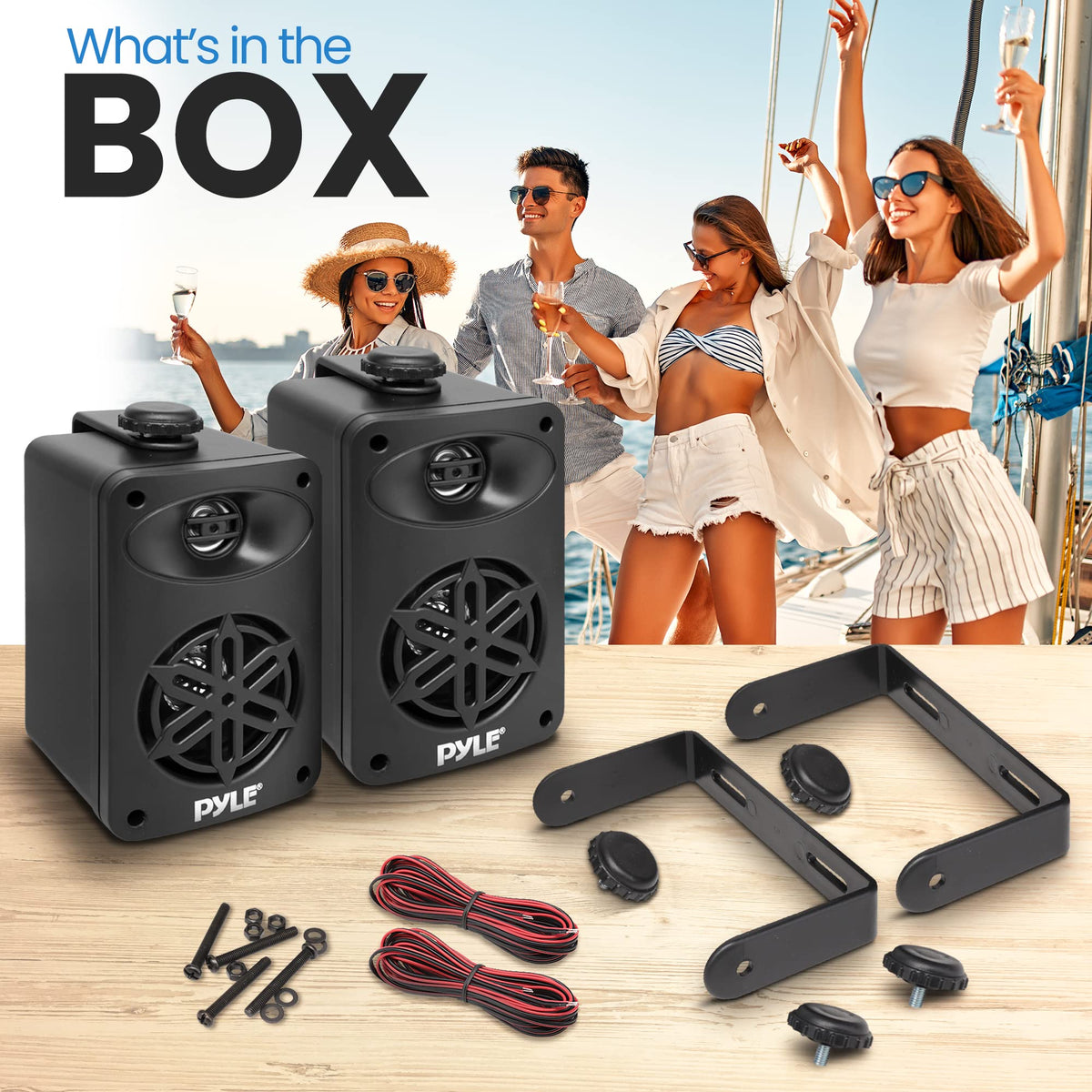 Pyle side profile PDWR35BK displaying waterproof ABS housing for long-lasting use