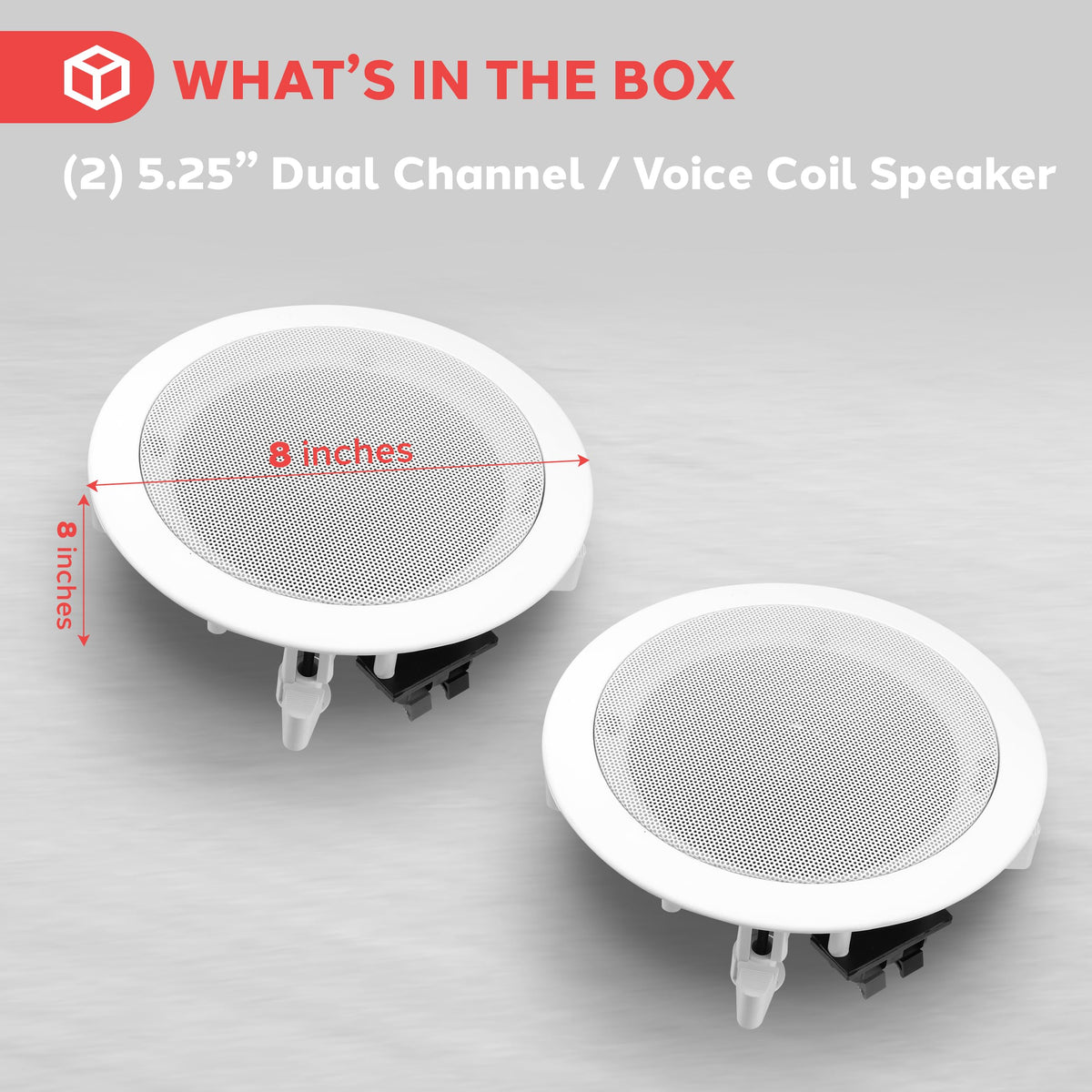 Pyle speaker next to hand for scale showing compact 5.25 inch size fits many cutouts
