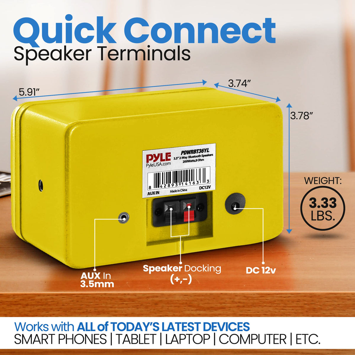 Pyle speaker rear terminals with quick-connect ports for fast wiring benefit