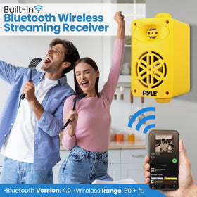 Pyle speaker with mounting bracket installed demonstrating easy secure mounting