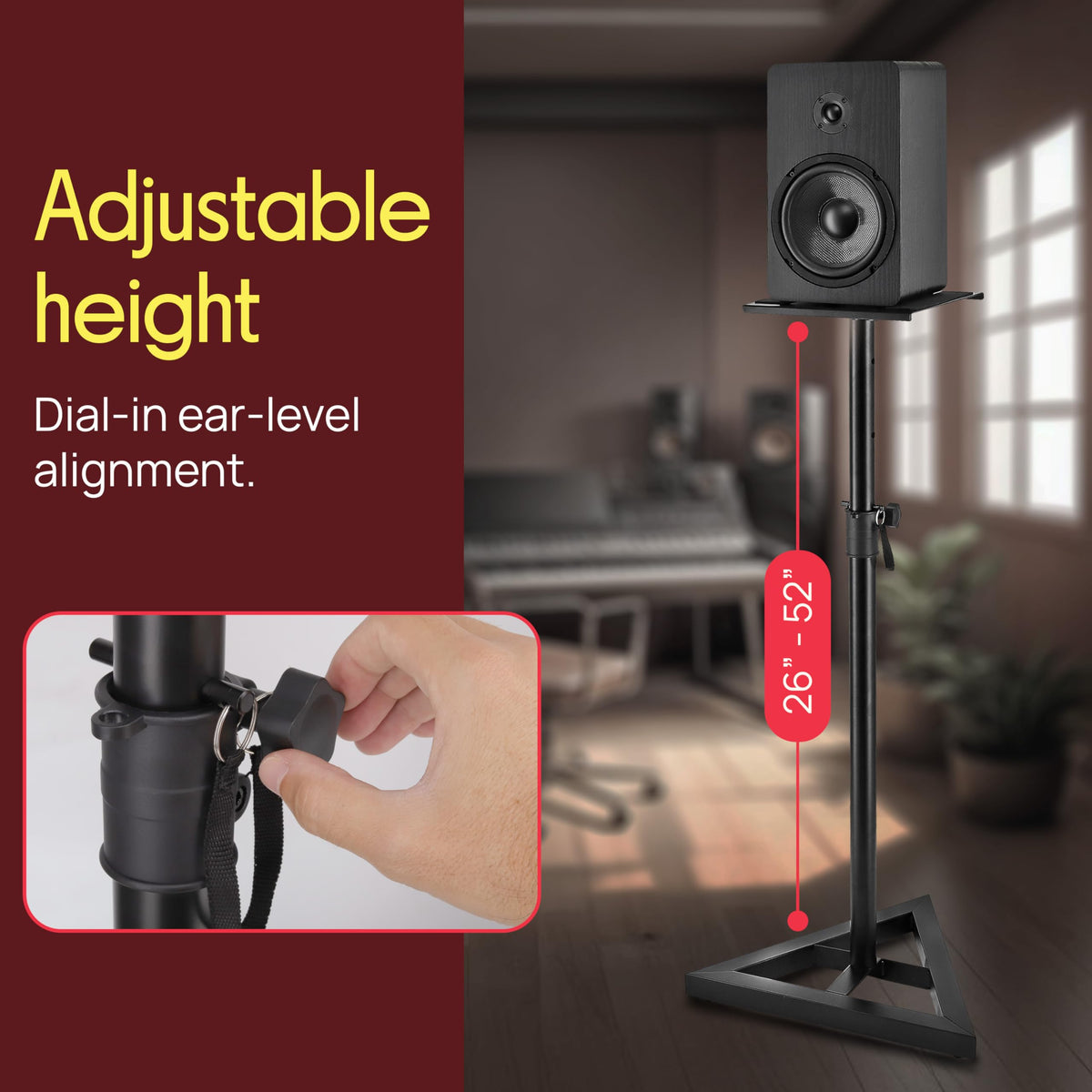 Pyle speaker stand platform keeps speakers level for balanced sound.