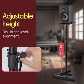 Pyle speaker stand platform keeps speakers level for balanced sound.